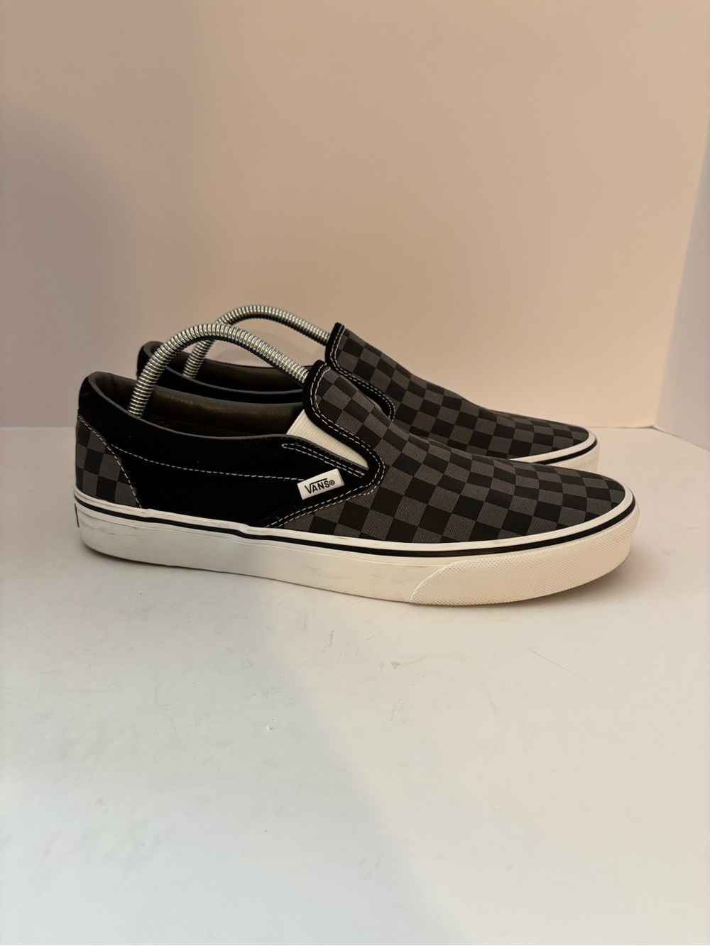 Vans Classic Slip-On Checkerboard Men’s Shoe - Black/Gray size 11
